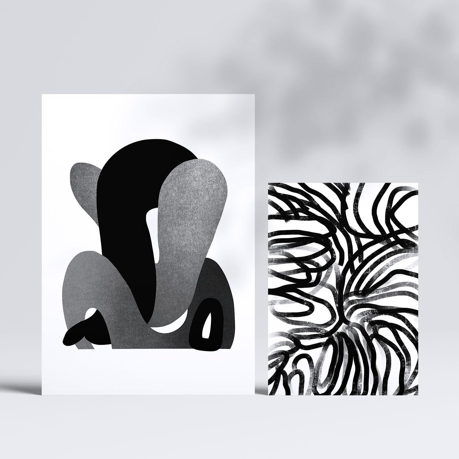 POSTER Set Mit 6 Kaput Handwerk In Liebhaber Abstrakt Ästhetische Dekorative Gemälde Für Ihr Wohnzimmer, Schlafzimmer, Zuhause A3 & A4 Rahmenlos - Klar, Papier (29/3cm) - Nacnic