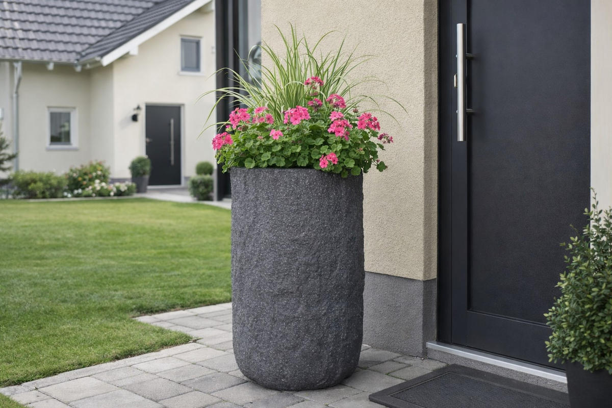 PFLANZKASTEN The Rock 29x55 cm, Steinoptik Grau, Fiberstone - Anthrazit, Kunststoff (29/55/29cm) - dasmöbelwerk