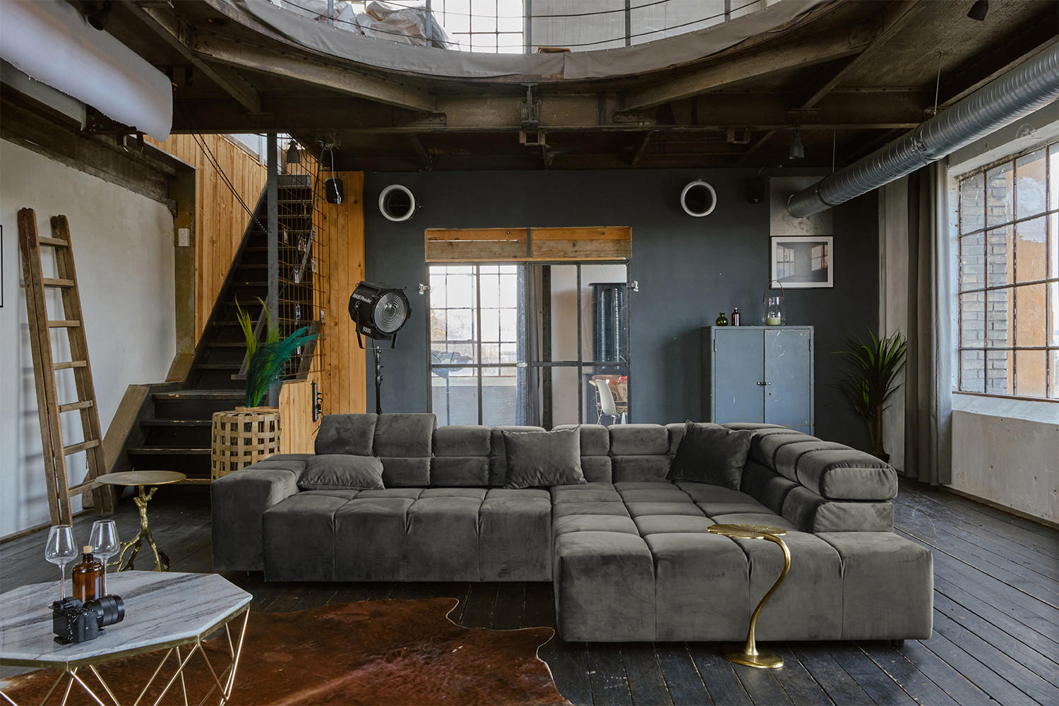 ECKSOFA MIT MOTORISCHEM SITZVORZUG NEVADA Grau Velvet - Schwarz/Grau, Textil (319/215cm) - KAWOLA