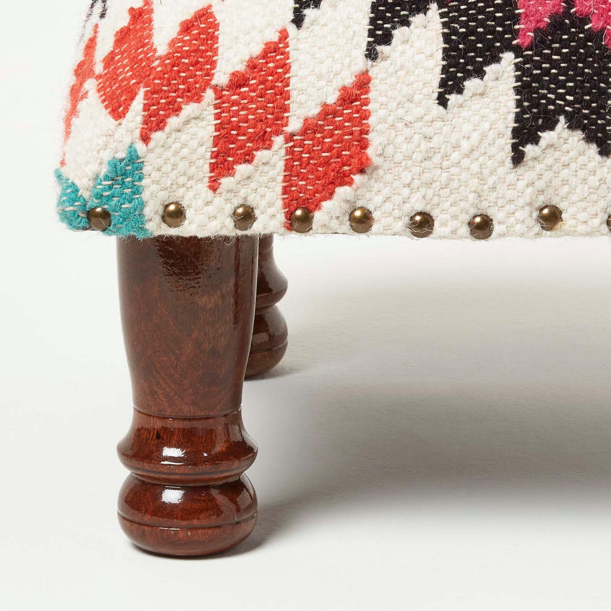 KELIM-HOCKER Manila mit Holzbeinen, Ethno-Muster, 40/40/25 cm - Multicolor, Textil (40/25/40cm) - Homescapes