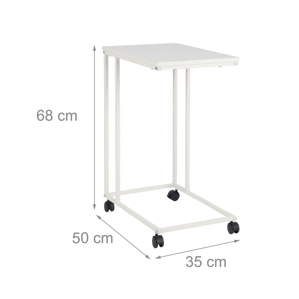 BEISTELLTISCH - Weiß, Holzwerkstoff/Kunststoff (35/50/68cm) - Relaxdays