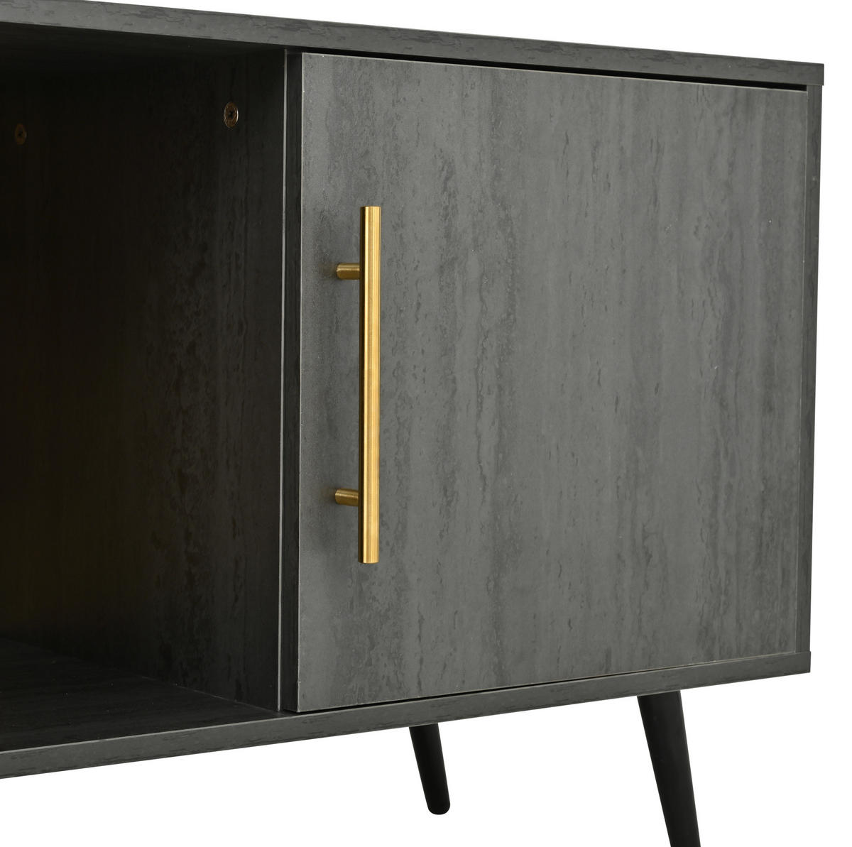 LOWBOARD 200/40/55.5 cm in Grau und Braun aus MDF mit Kabelmanagement - Grau, Holzwerkstoff (40/55.5/200cm) - OKMYHOME