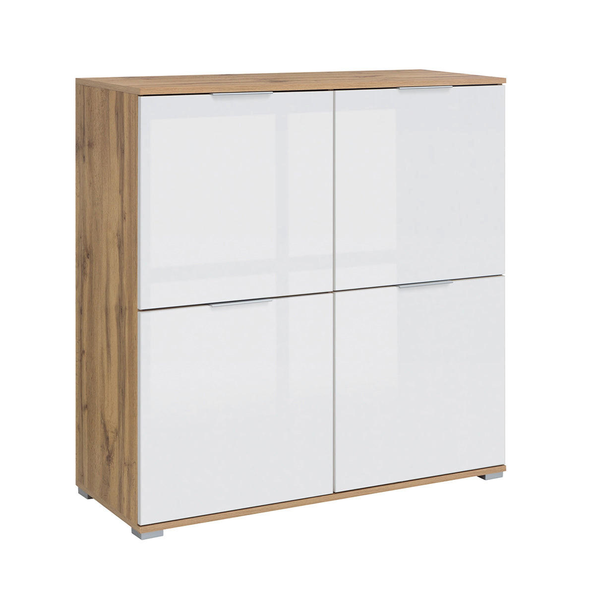 SIDEBOARD Selma Weiß und Holz - Weiß, Holzwerkstoff (104/106/41cm) - Petits-meubles