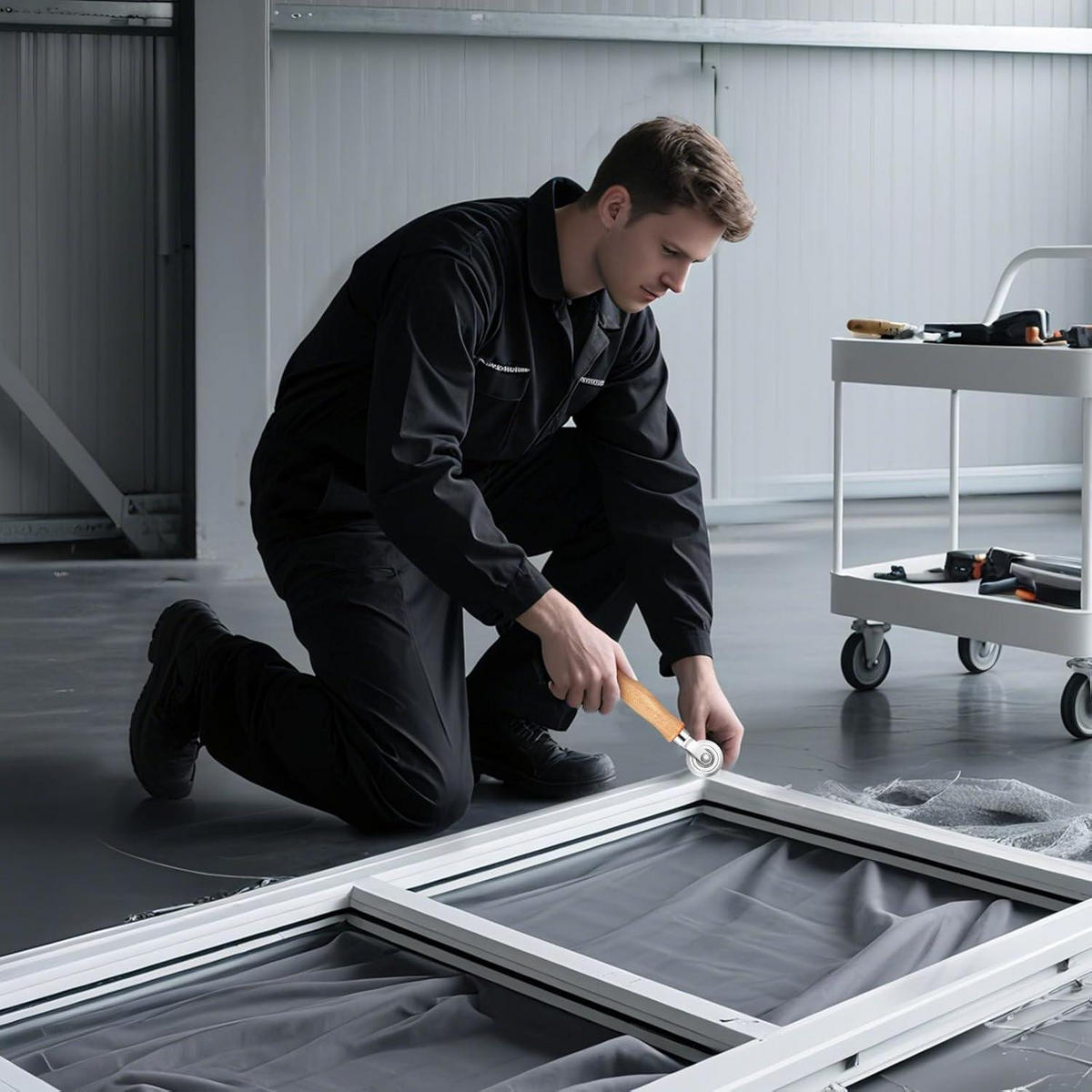 FLIEGENGITTER Reparatur Set 300 x 120 cm Schwarz - Schwarz, Kunststoff (22/4/30cm)