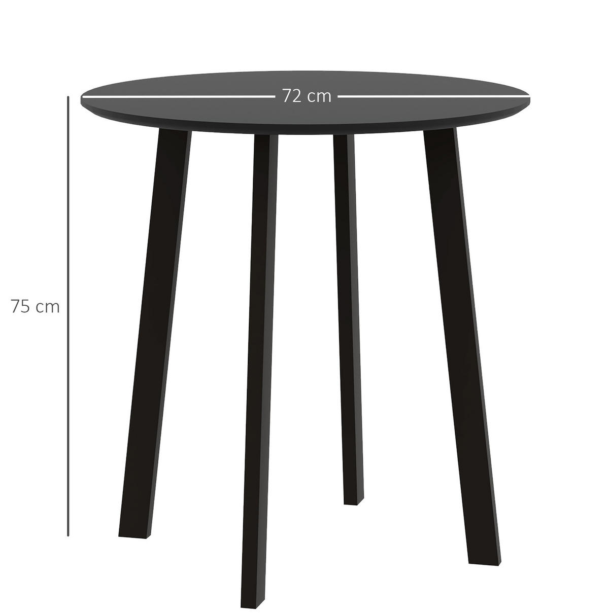ESSTISCH aus MDF 72x72x75 cm Schwarz, rund mit Hochglanzoberfläche und Metallbeinen - Schwarz, Holzwerkstoff (72/72/75cm) - Modfu