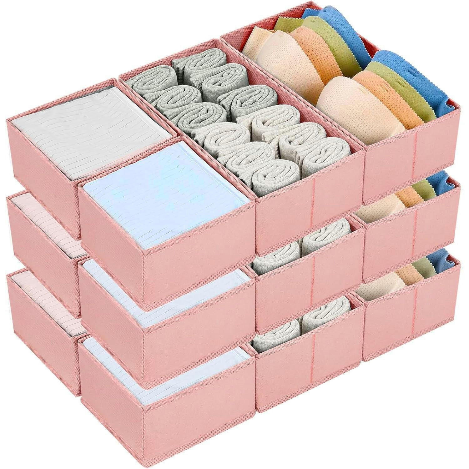 SCHUBLADEN Organizer faltbar für Kleiderschrank, 12-teilig Rosa - Rosa, Textil (15/9/30cm)