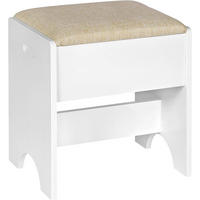 SCHMINKHOCKER mit Leinenbezug, 150 kg belastbar, Holz, Weiß Beige - Beige/Weiß, Holzwerkstoff/Textil (40/45/30cm) - Woltu