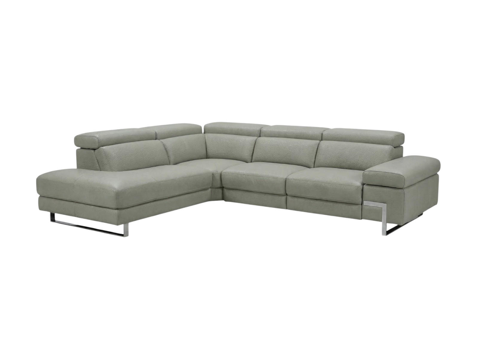 ECKSOFA Opera Echtleder Perlgrau - Hellgrau, Leder/Metall (218/269cm)