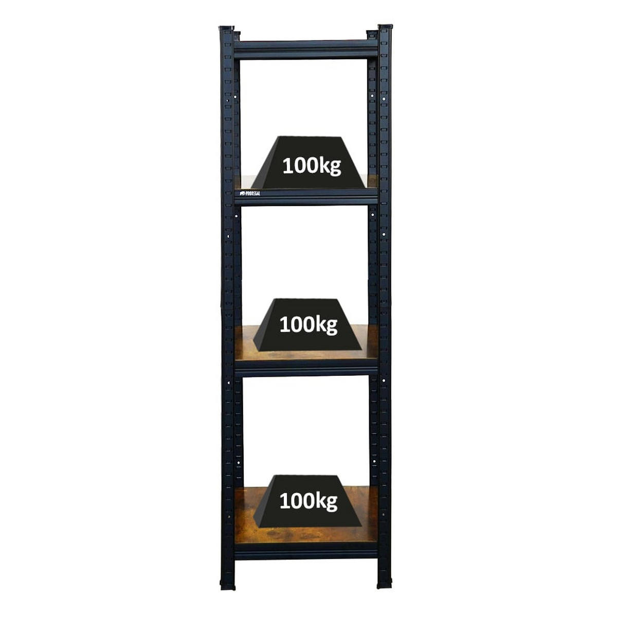 SCHWERLASTREGAL Vintage Series Ragnar für Gesamtlast 400 kg Maße: 150x45x45cm Vintagebraun-Schwarz - Dunkelbraun, Metall (45/150/45cm) - PROREGAL