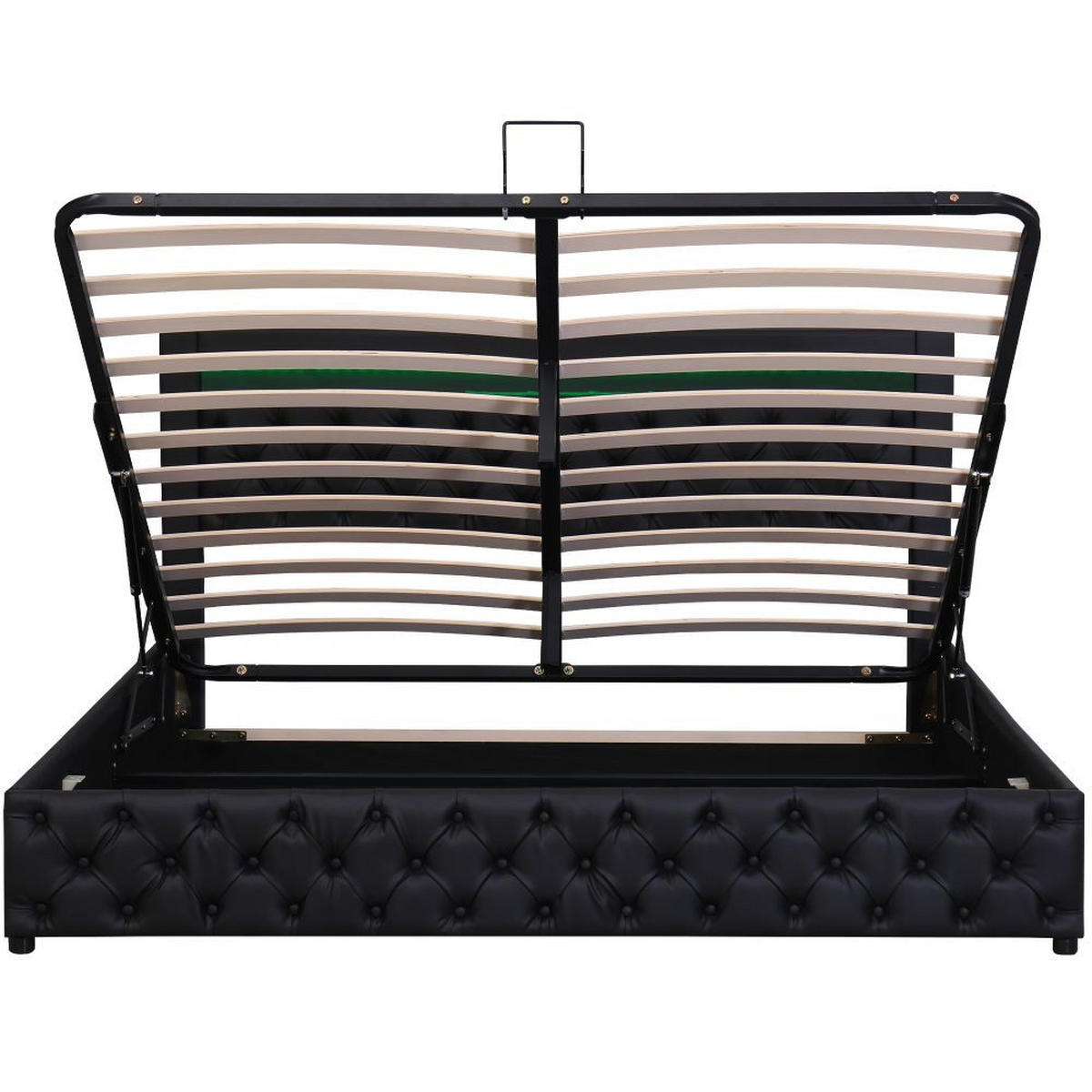 POLSTERBETT 140/200 cm in Schwarz PU mit Funktion Von Aufbewahrung - Schwarz, Holz/Textil (140/200cm) - KOMHTOM