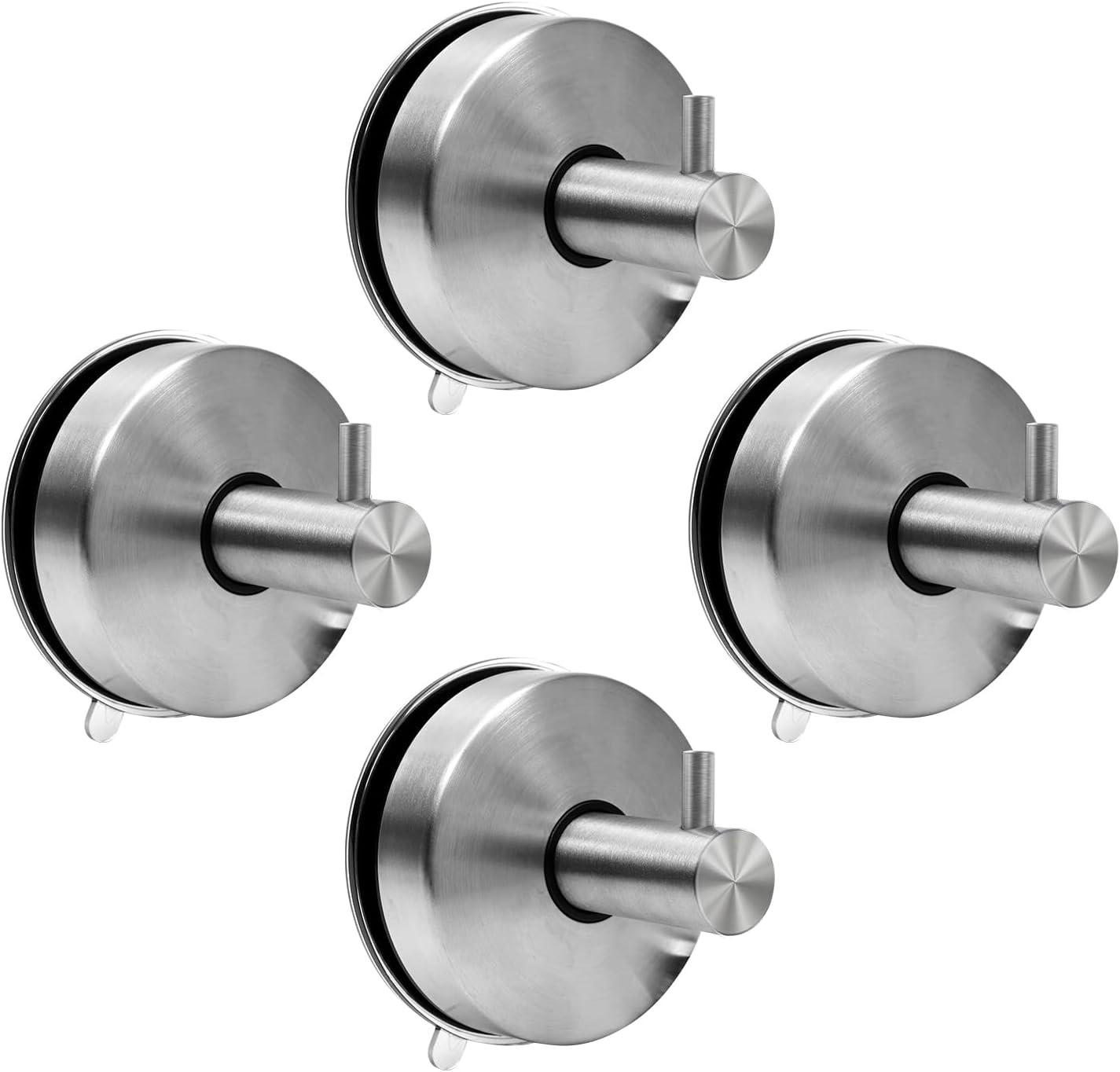 HANDTUCHHAKEN , Set mit 4 starken Saugnapfhaken - Silberfarben, Metall (6.5/5.6/6.5cm) - BELZ
