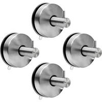 HANDTUCHHAKEN , Set mit 4 starken Saugnapfhaken - Silberfarben, Metall (6.5/5.6/6.5cm) - BELZ