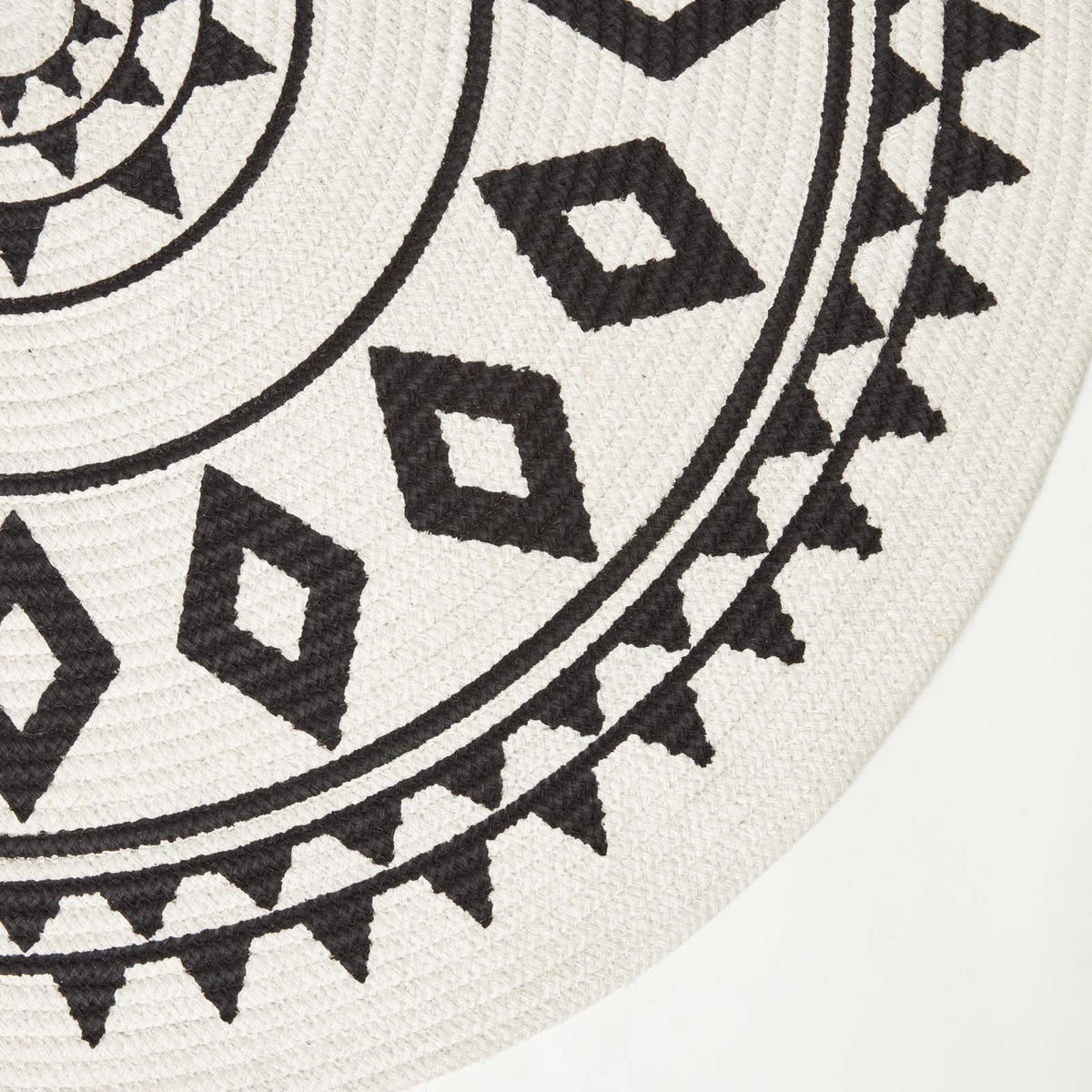 TEPPICH Lia geflochten mit Mandala-Muster rund 90 cm - Schwarz, Textil (90/90cm) - Homescapes