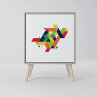 SIDEBOARD FUTURE SIGN, Grau, 57,5x42x77,5 cm, Schräge Buchenholzfüße - Buchefarben/Multicolor, Holzwerkstoff/Buchenholz (57.5/77.5/42cm) - SpaceRebels