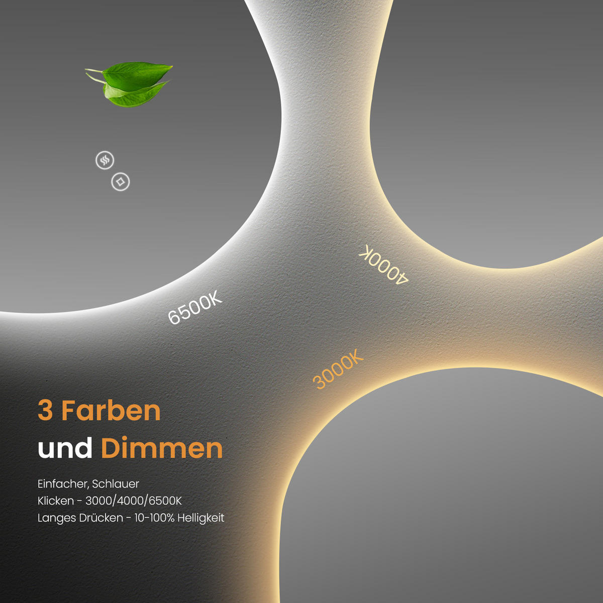 BADSPIEGEL mit Touch-Schalter, Dimmbar 80/60/3 cm - Weiß, Glas (60/3/80cm) - EMKE