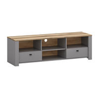 LOWBOARD Latour grau / Eiche Delano 165 / 57 / 50cm - Braun/Grau, Holz/Holzwerkstoff (165/50/57cm) - Feldmann-Wohnen