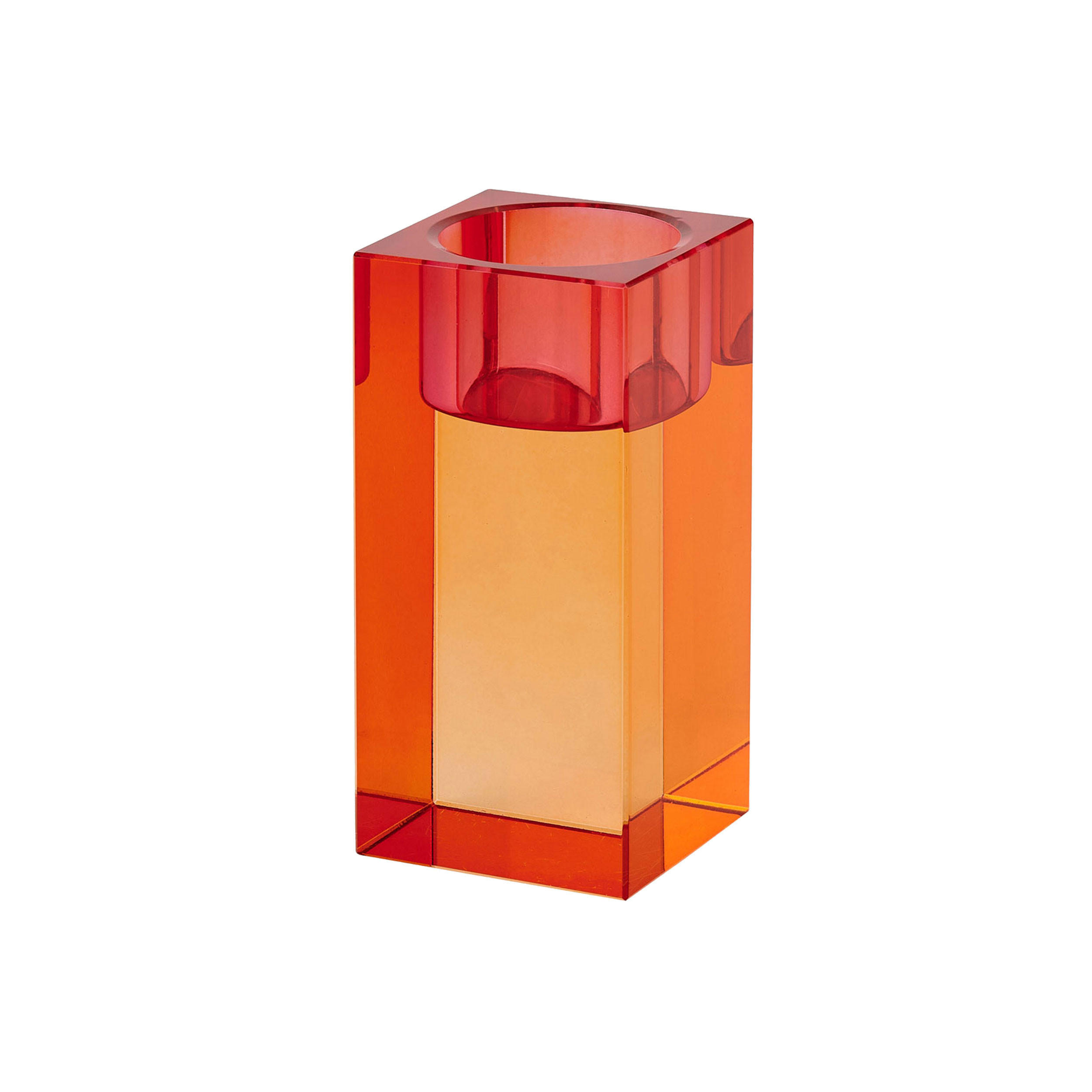 TEELICHTHALTER Sari M, Kristallglas, Orange, Rosa, 10.3 cm - Orange, Glas (14cm) - Gift Company