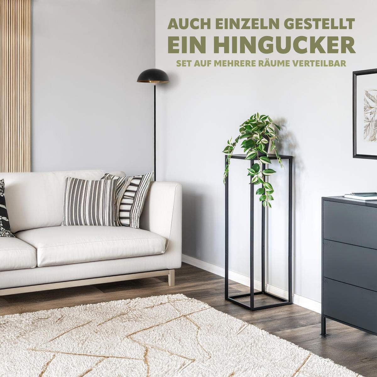 BLUMENHOCKER (3er Set), Metall, schwarz - Schwarz, Metall (30/30/90cm) - bremermann