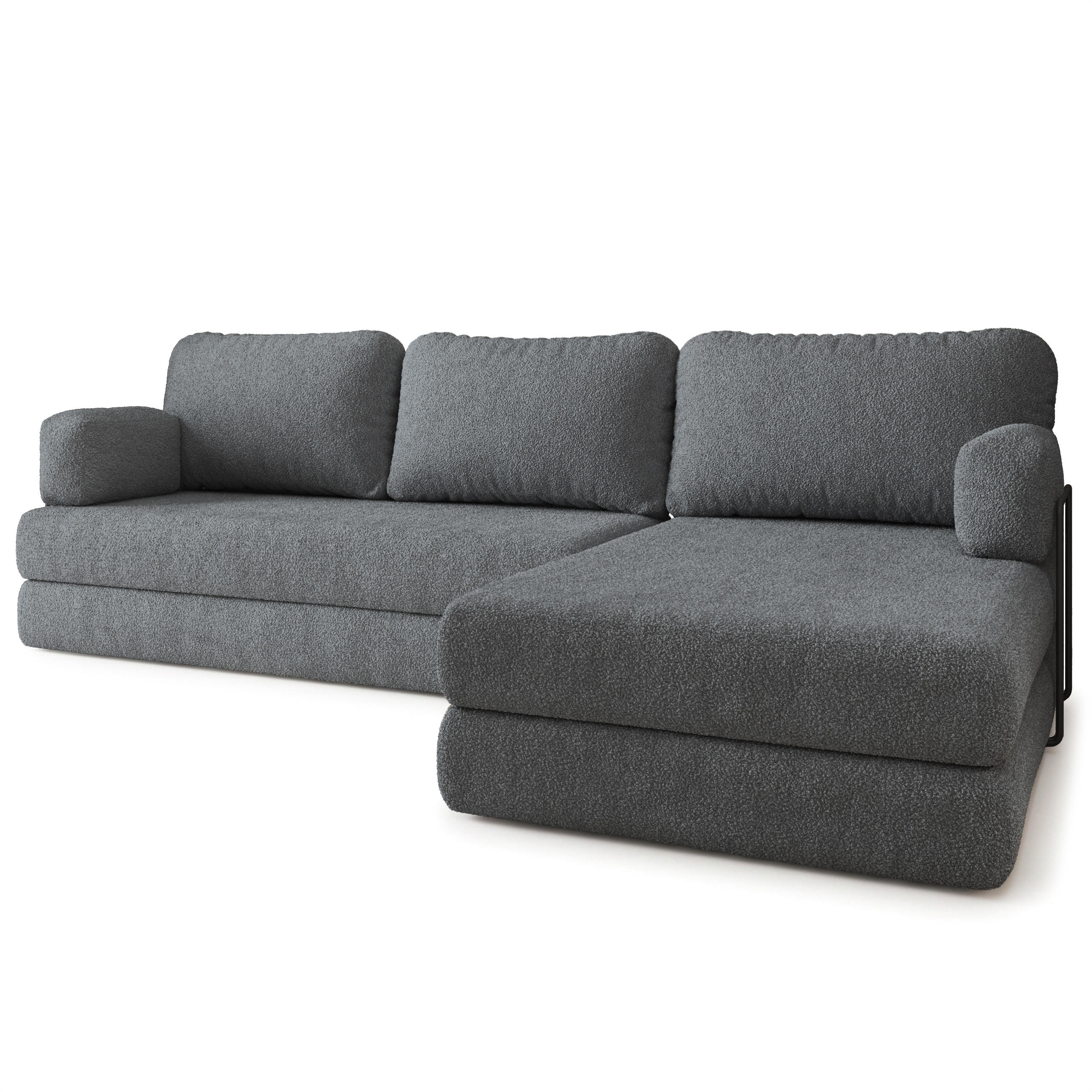 ECKSOFA LEA modulares Boneless Sofa mit Schlaffunktion Grau Boucle-Stoff - Grau, Textil (270/160cm) - MASSENO