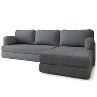 ROHOVÁ SEDAČKA LEA modulární Boneless pohovka s funkcí spaní, šedá QUELLE 92 - šedá, textil (270/160cm) - MASSENO