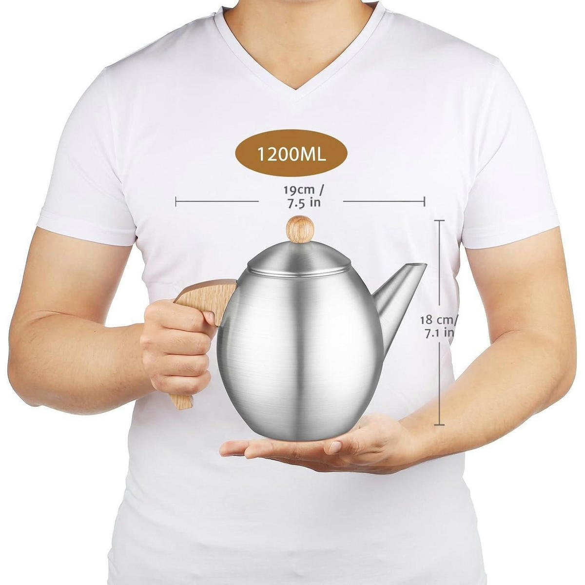 TEEKANNE Edelstahl 1200ml mit Teesieb doppelwandig - Silberfarben, Metall (6.3/6.3cm)