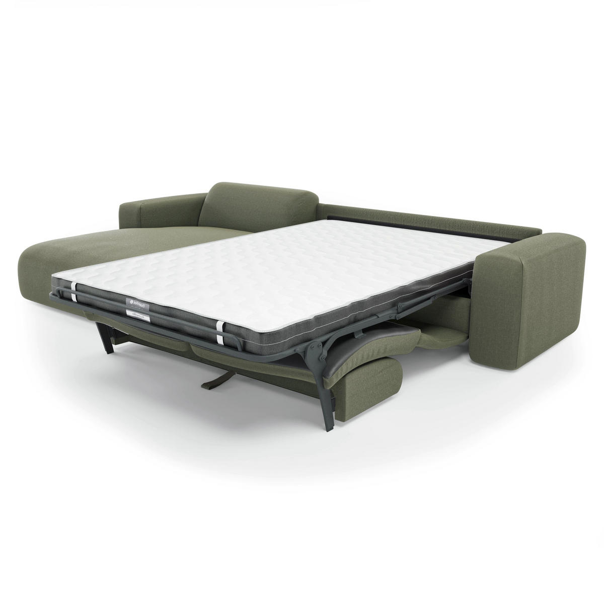 ECKSOFA LINKS SCHLAFSOFA Rastergewebe Olivgrün 280cm - Olivgrün/Grün, Textil (165/280cm) - Sia Home