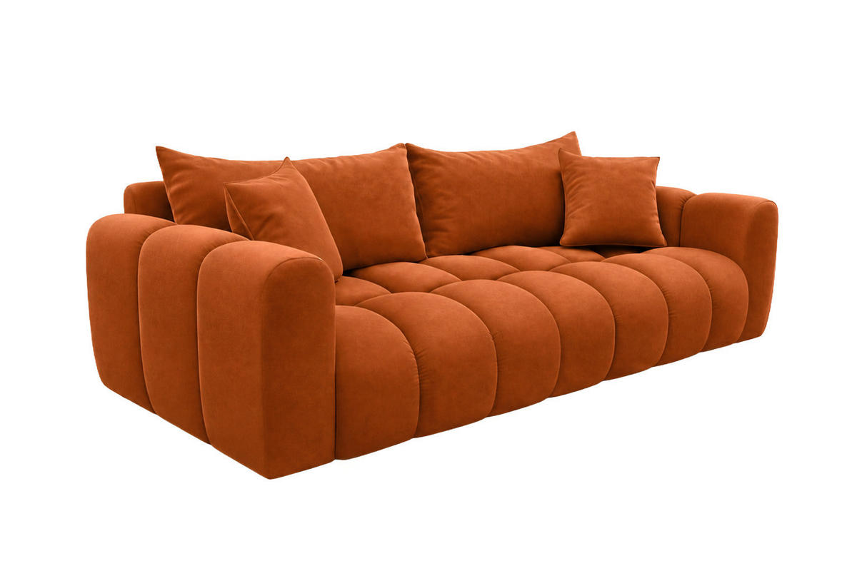 ROZKLÁDACÍ POHOVKA s úložným prostorem, velurová tkanina Bluvel, Skořicová, COSMOPOLITAN - měděná, dřevo (240/97cm) - Kaiser Möbel