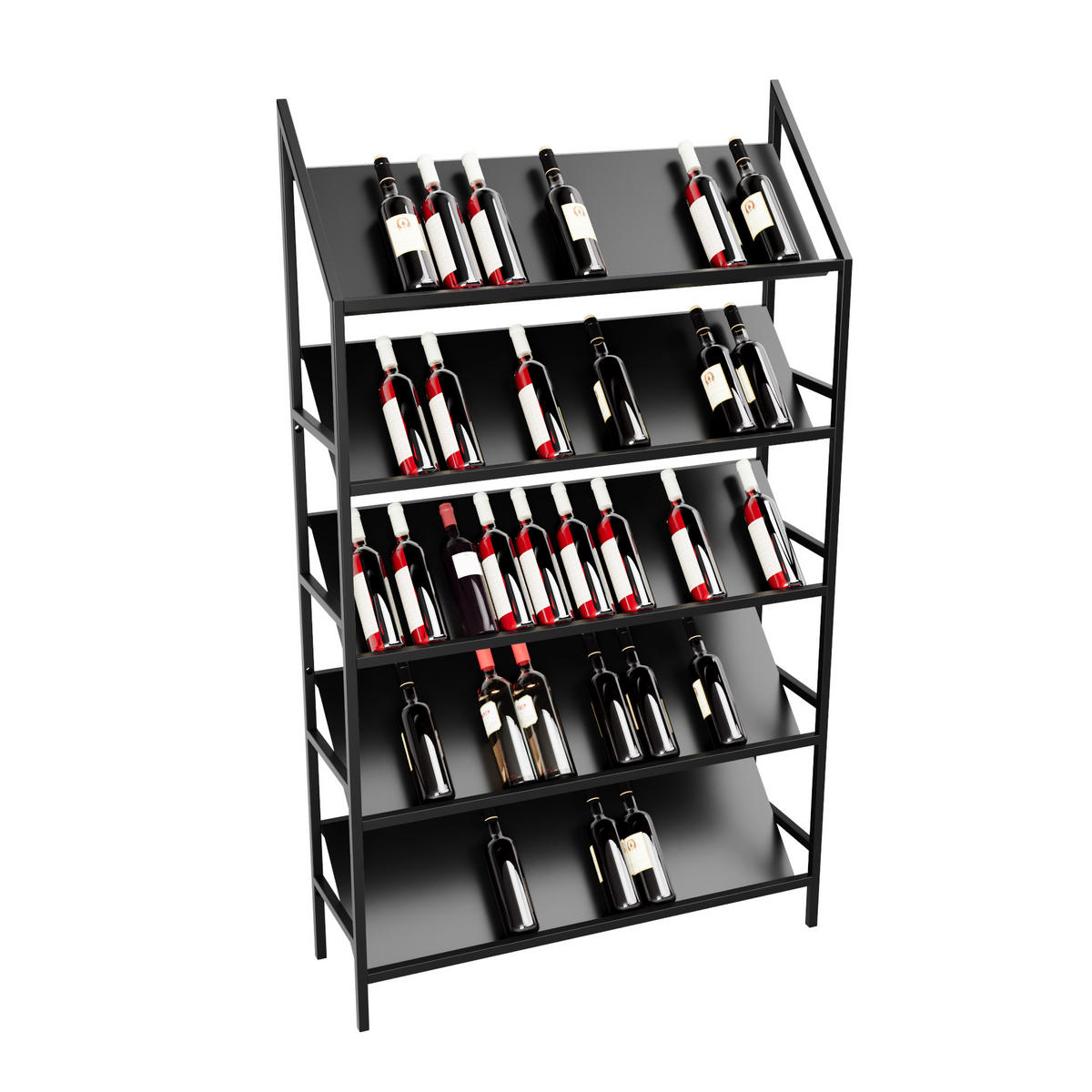 WEINREGAL für 60 Flaschen aus Metall, schwarz Bordeaux - Schwarz, Metall (100/170/30cm) - Metalo Pro