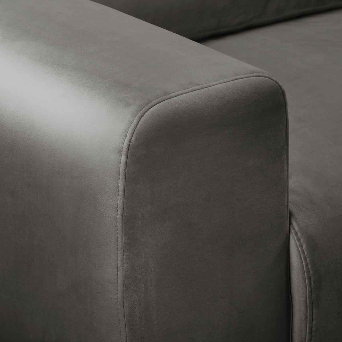 ECKSOFA - Samt - Grau, Textil (286/152cm) - home24