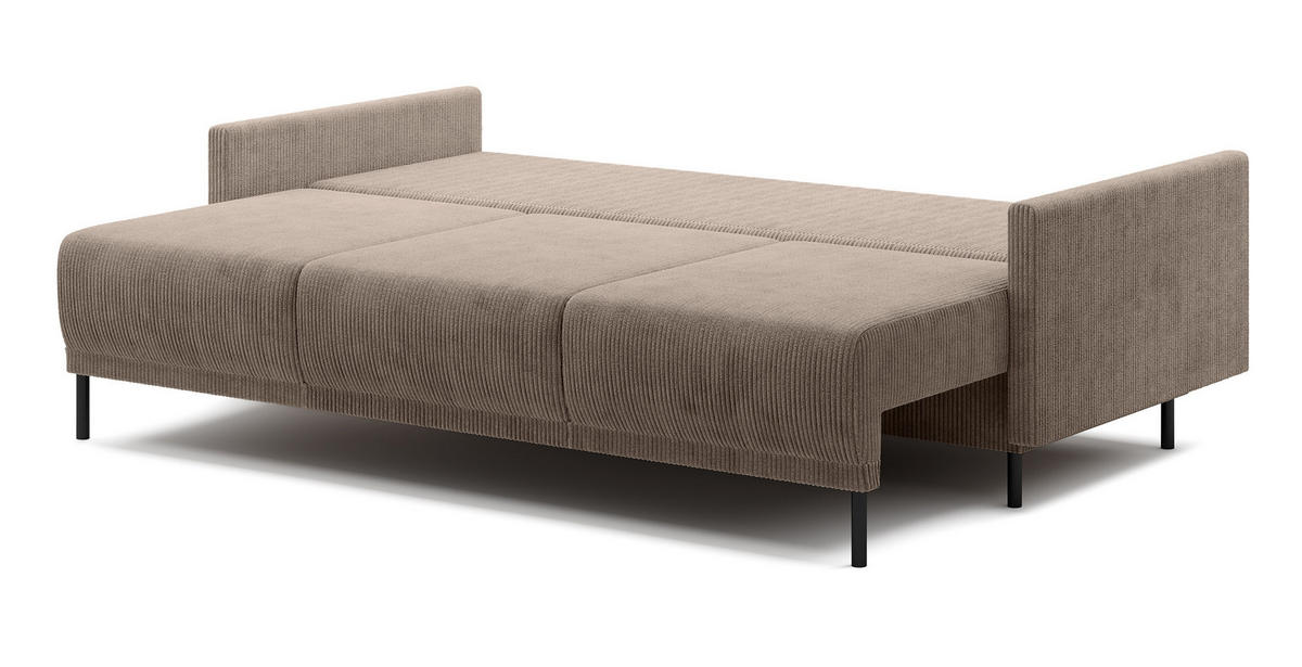 SCHLAFSOFA Hamiel Beige Cordbezug 212 cm - Beige/Schwarz, Holz/Textil (212/87/97cm) - Selsey