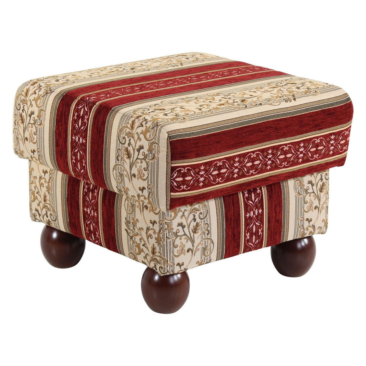HOCKER Kasha Bezug Chenille Buche nussbaum dunkel / rot - Wengefarben/Rot, Kunststoff (54/48/54cm) - 58aufmkessel
