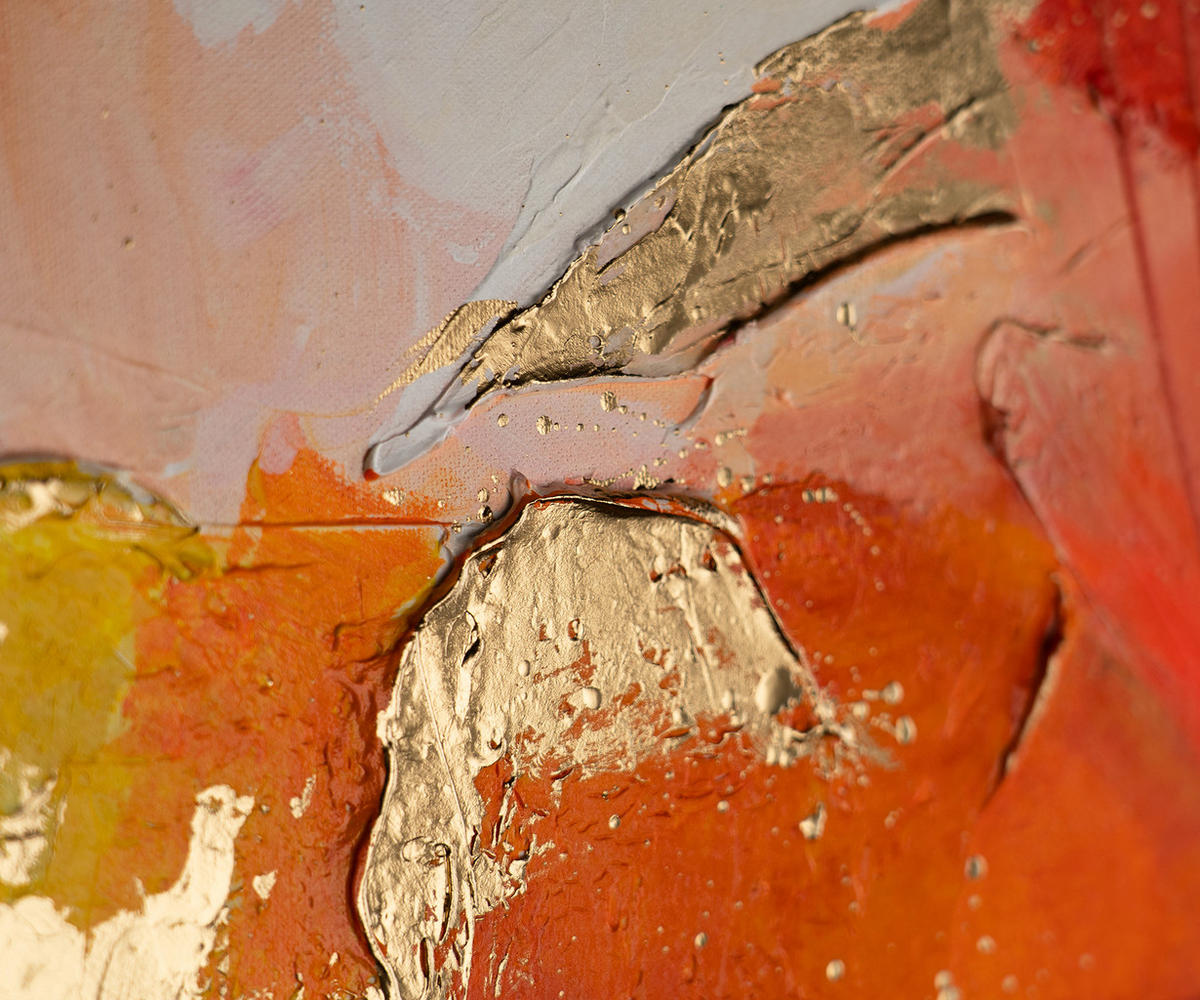 GEMÄLDE Orangene Explosion II Schattenfugenrahmen Gelb 180x120 cm - Gelb, Holz (180/120cm) - YS-art gallery