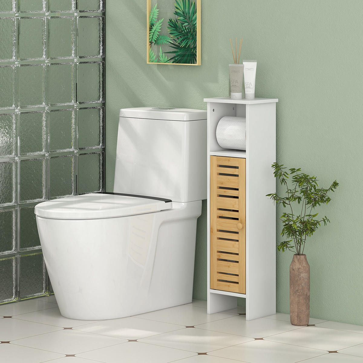 REGAL DE-17314 3 Ebenen mit WC-Papierhalter Weiß & Natur - Weiß, Holzwerkstoff (17/78/21cm) - ComfortXL