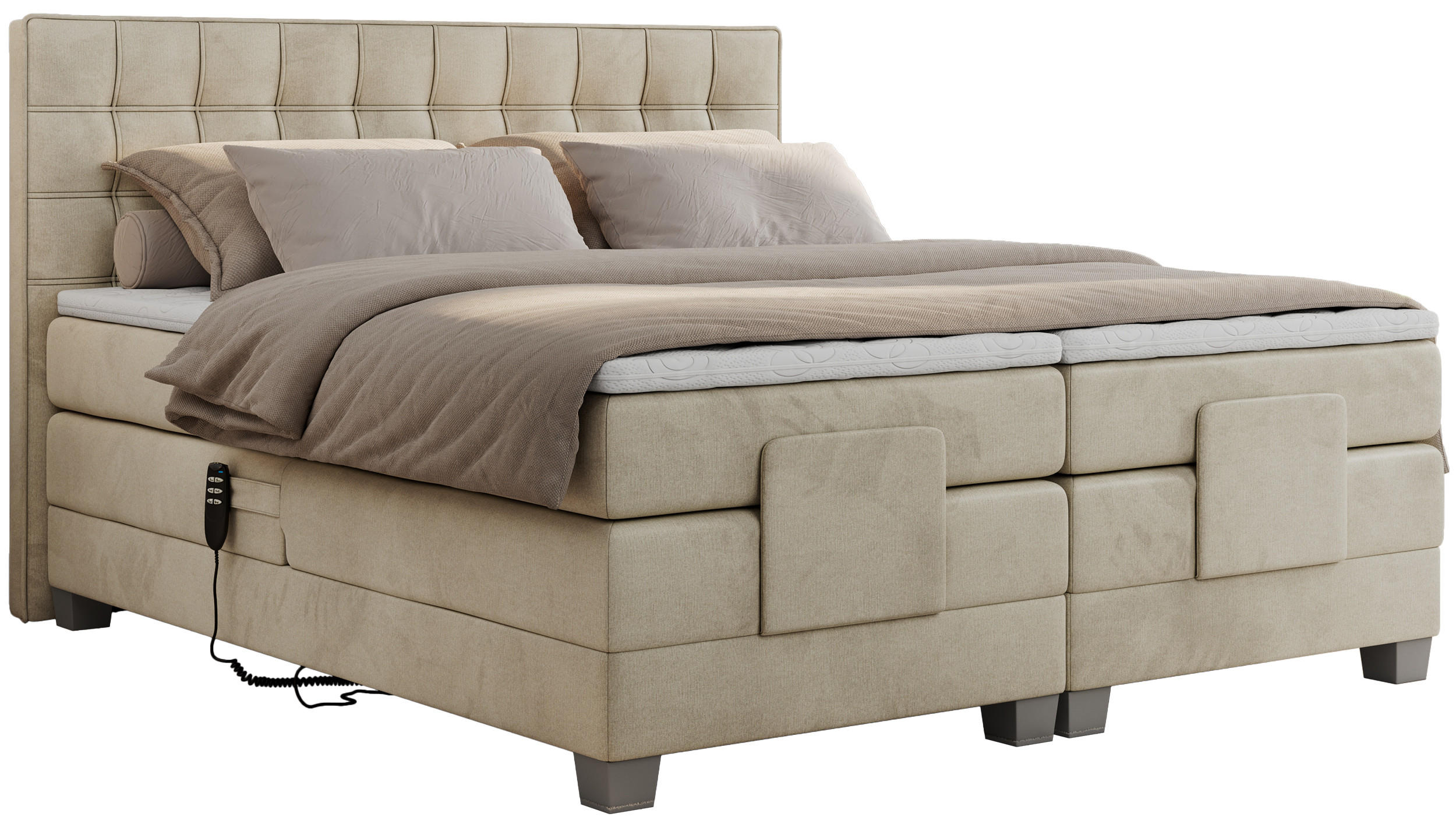 BOXBETT ELEKTRO 200/200 Beige Velvet - H3 - Beige, Holz/Textil (200/200cm) - MKS
