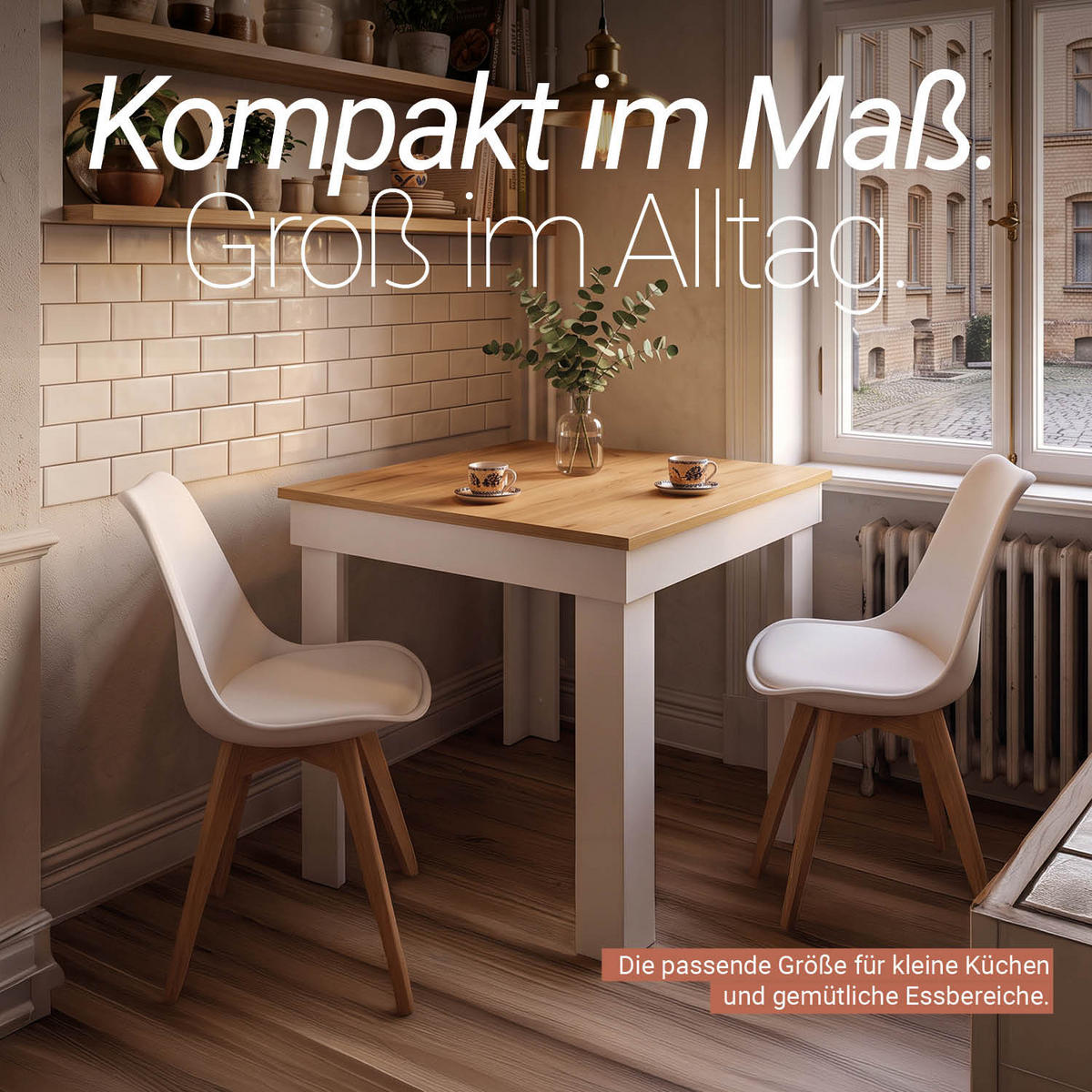 ESSTISCH in Naturfarbe 80/80/73 cm Holz - Weiß/Naturfarben, Holzwerkstoff (80/80/73cm) - Homestyle4u