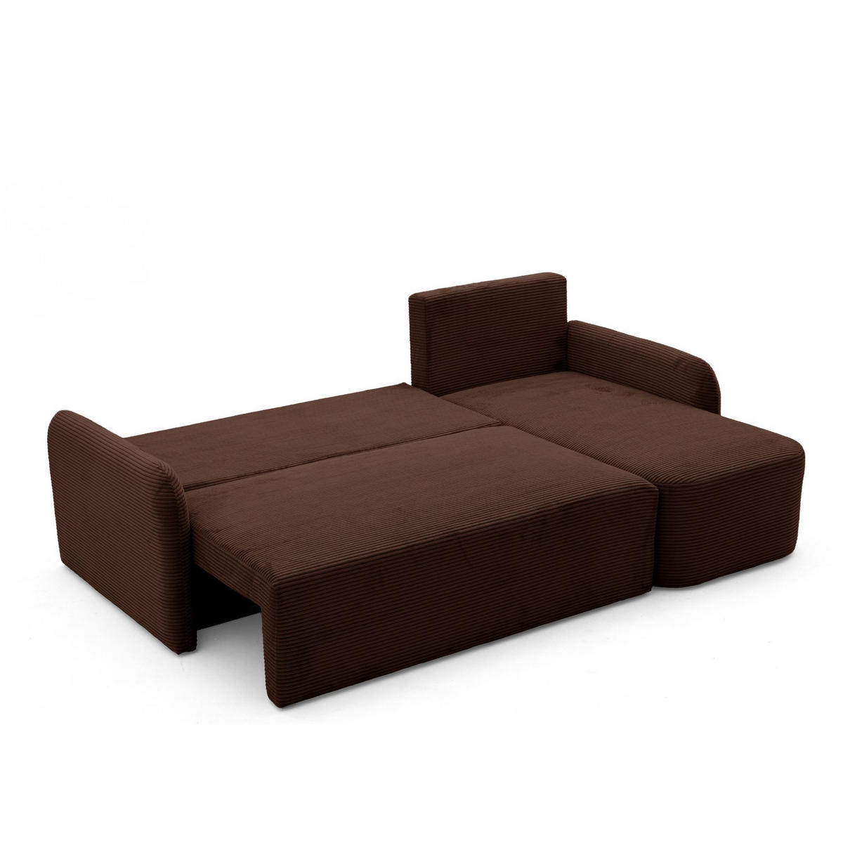 ECKSOFA CASPER L Rechts mit Schlaffunktion 132x198 Cord Dunkelbraun - Dunkelbraun/Schwarz, Holz/Kunststoff (145/217cm) - NACANAPA