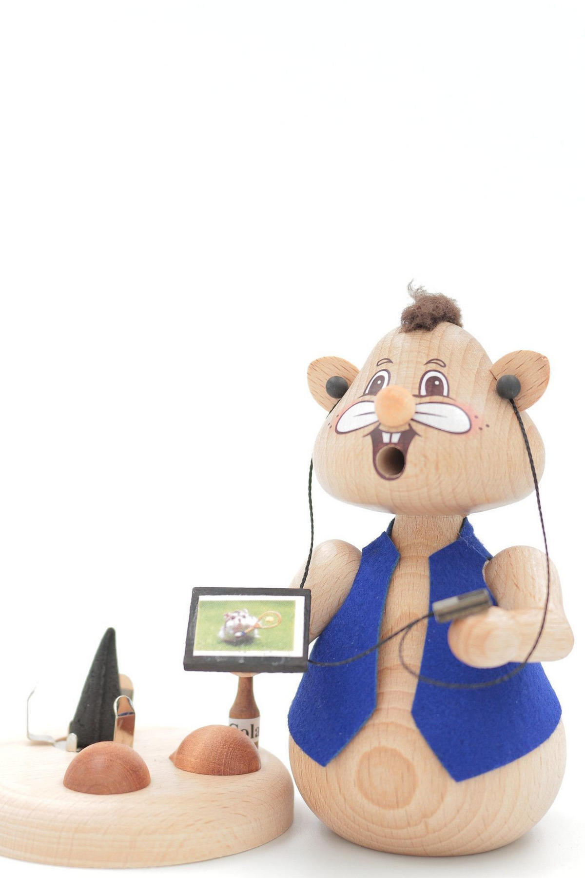 RAUCHFIGUR Hamster Computerfreak 13 cm - Multicolor, Holz (8/13/0.1cm)