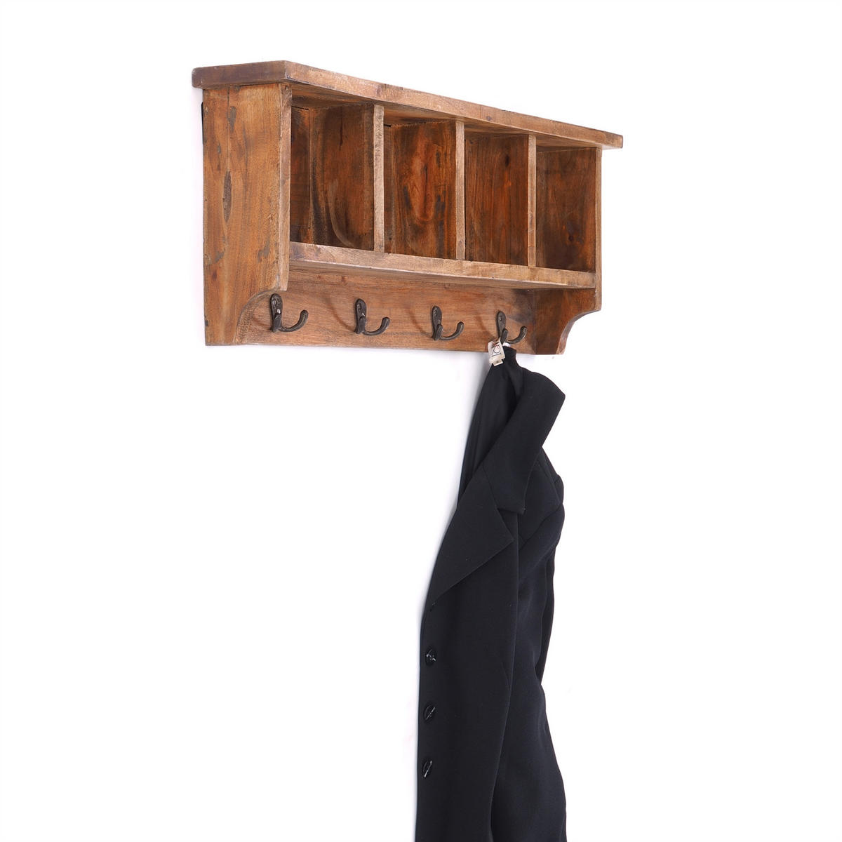 WANDGARDEROBE VINTAGE II Recyclingholz massiv naturfarben - Naturfarben, Holz (70/27/11cm) - DESIGN DELIGHTS