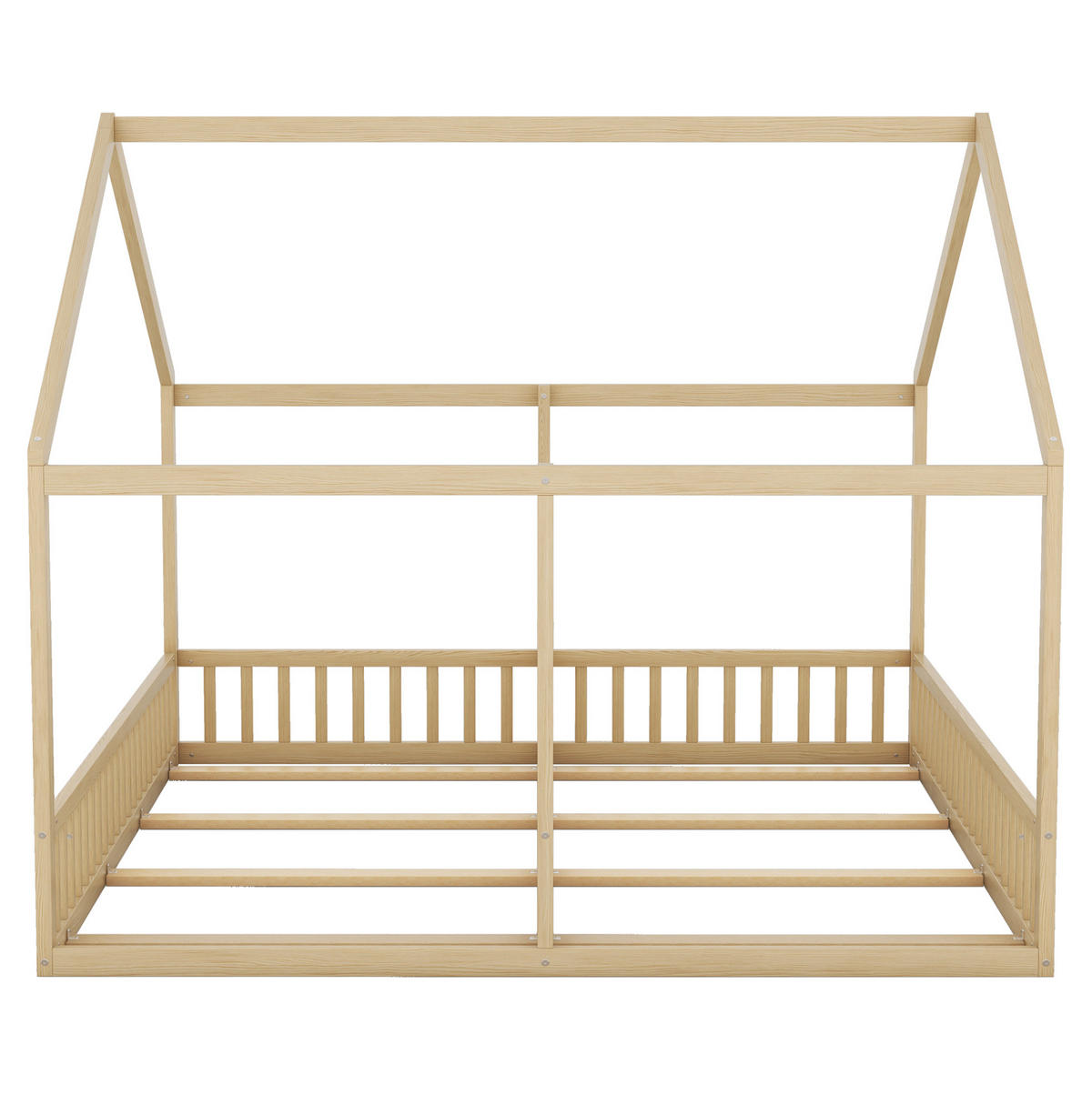 KINDERBETT 90/200 cm als 2-in-1-Hausbett mit Schutzgitter und Dach, Natur - Naturfarben, Holz (90/200cm) - Redom