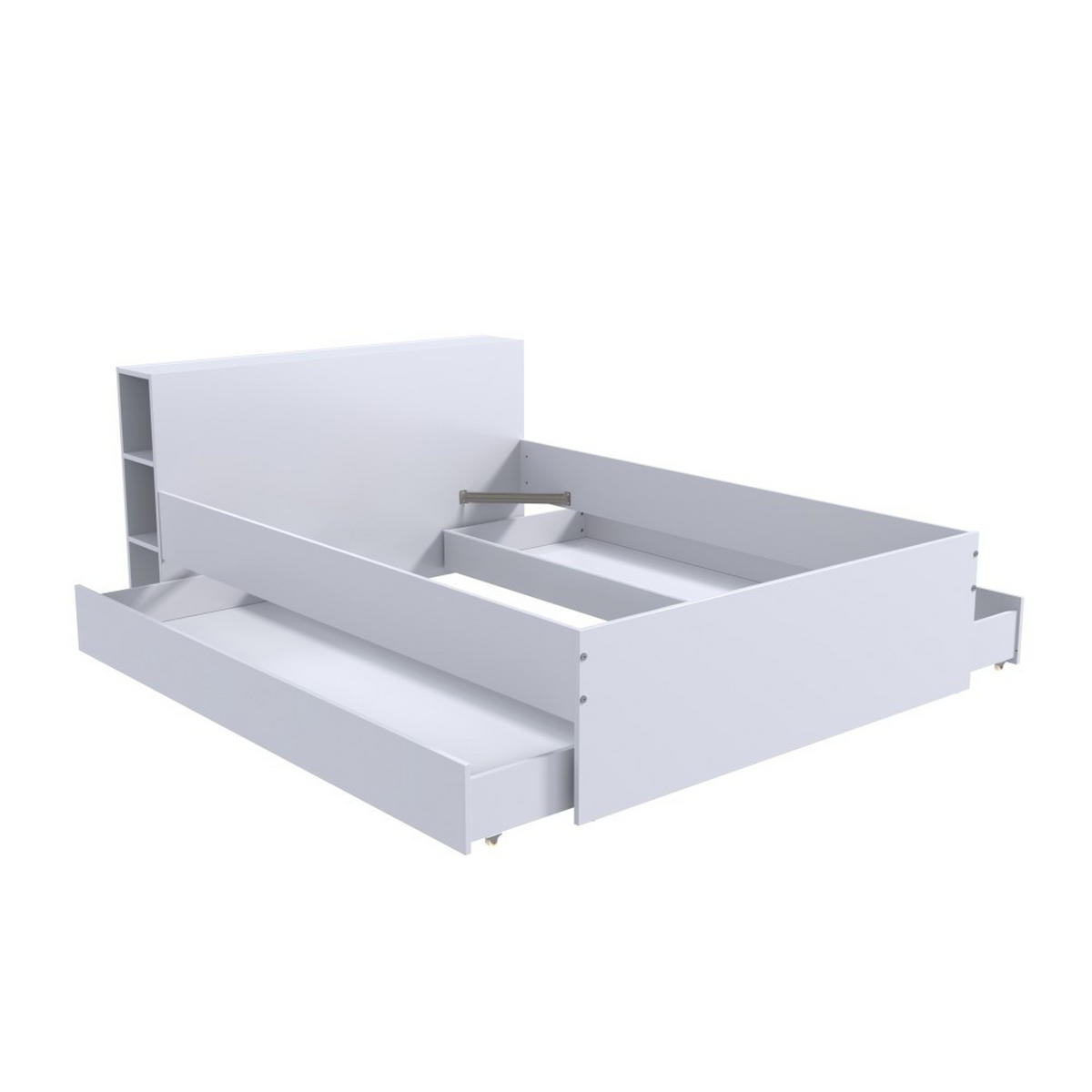 BETT mit Hopfteil und Schublade RIGA/ Bett 140x190 - Weiß - Weiß, Holzwerkstoff (140/190cm) - Weber Industries