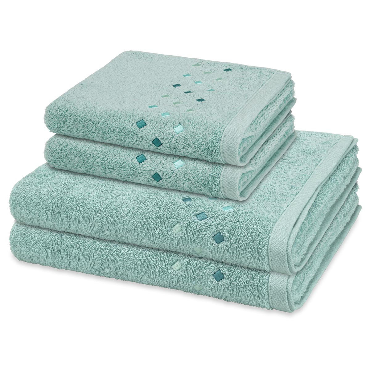 FROTTIERSET Stoneline 4-teilig - Blau, Textil (50/100cm) - Ross