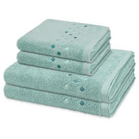 FROTTIERSET Stoneline 4-teilig - Blau, Textil (50/100cm) - Ross
