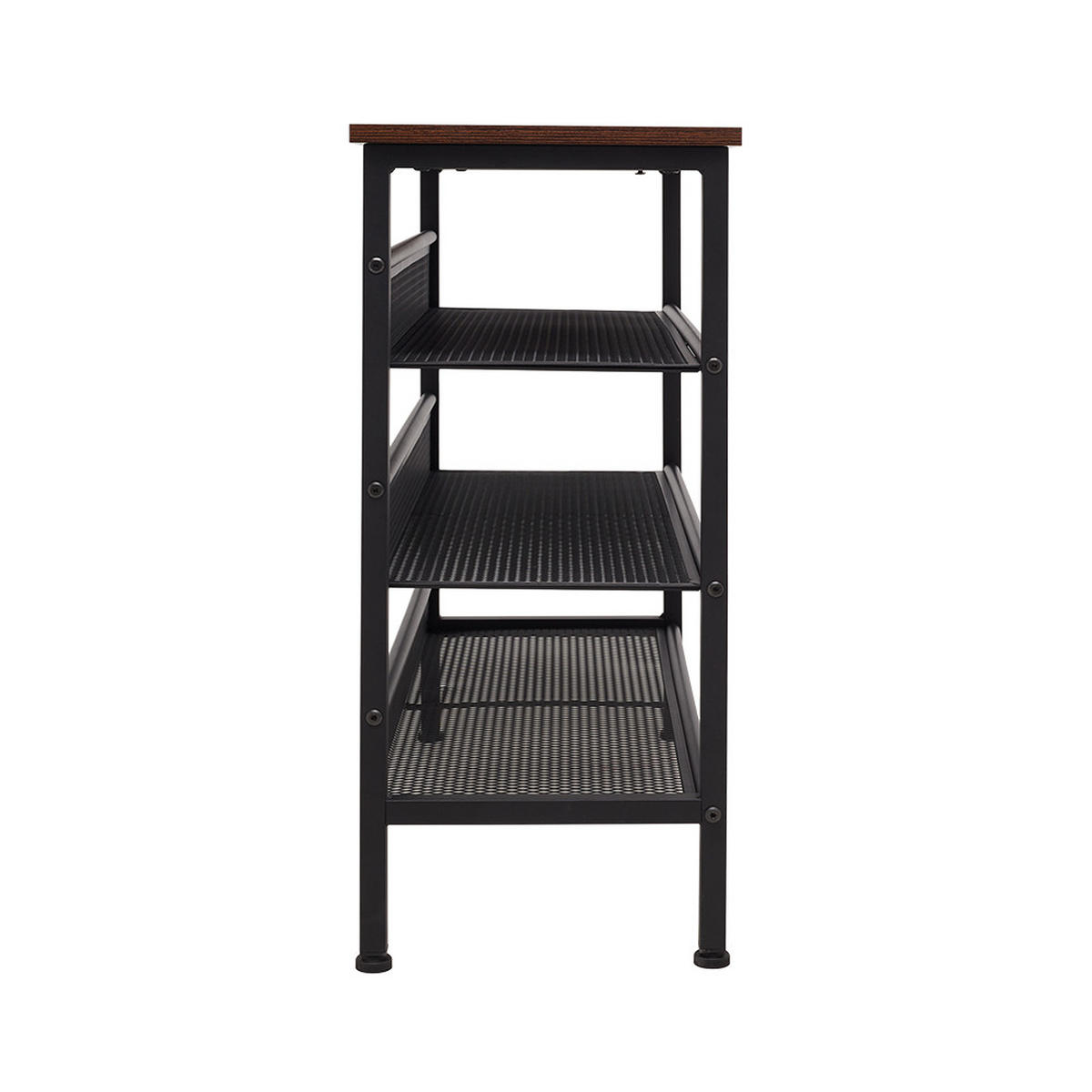 SCHUHREGAL 4-Stufig Metall Holzplatte Schwarz - Schwarz/Braun, Holzwerkstoff/Metall (73/67.5/29.5cm) - Livingandhome