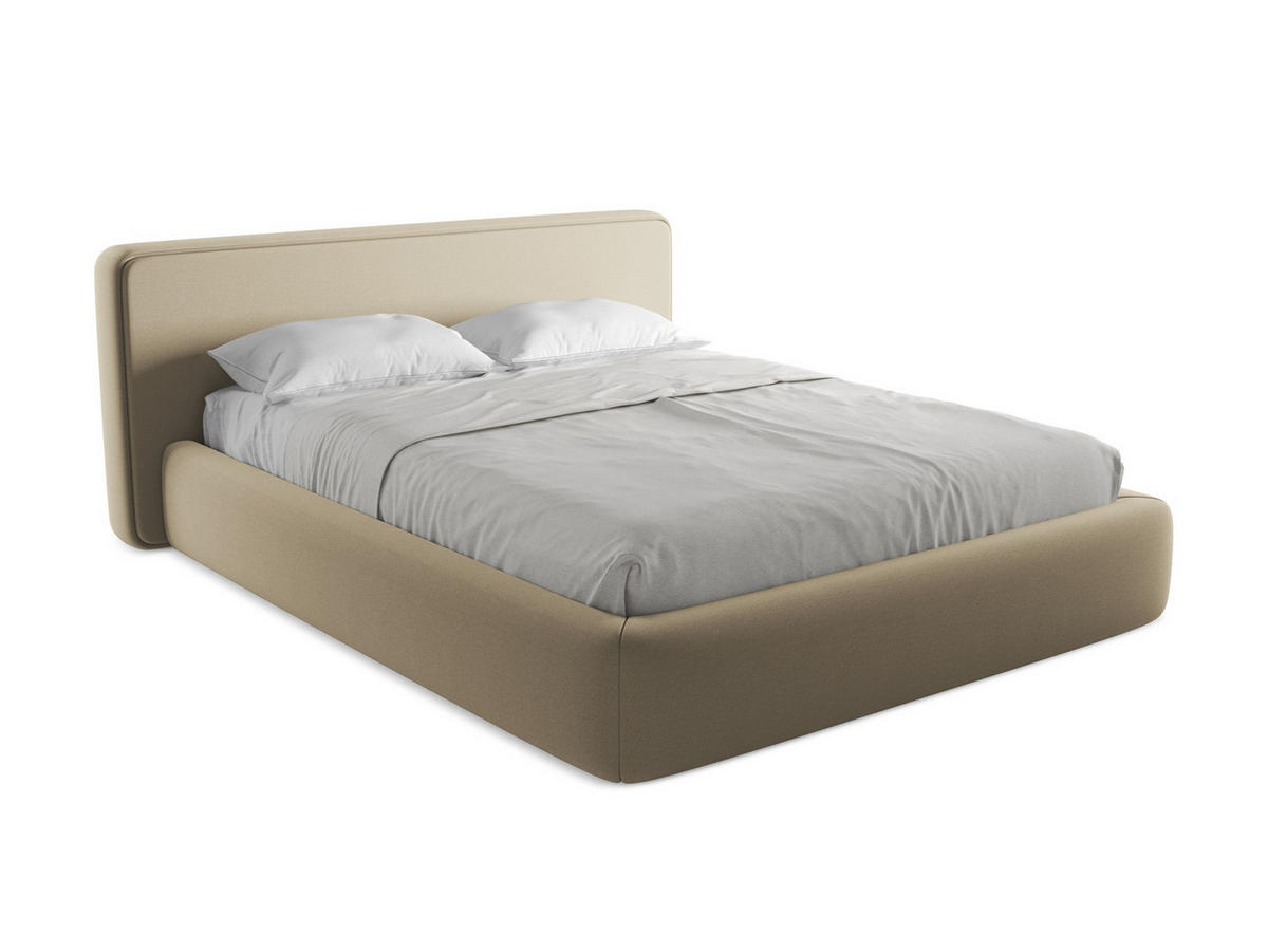 POLSTERBETT mit Bettkasten und Lattenrost 200x225 Beige - Beige/Schwarz, Kunststoff/Textil (160/200cm) - Makamii