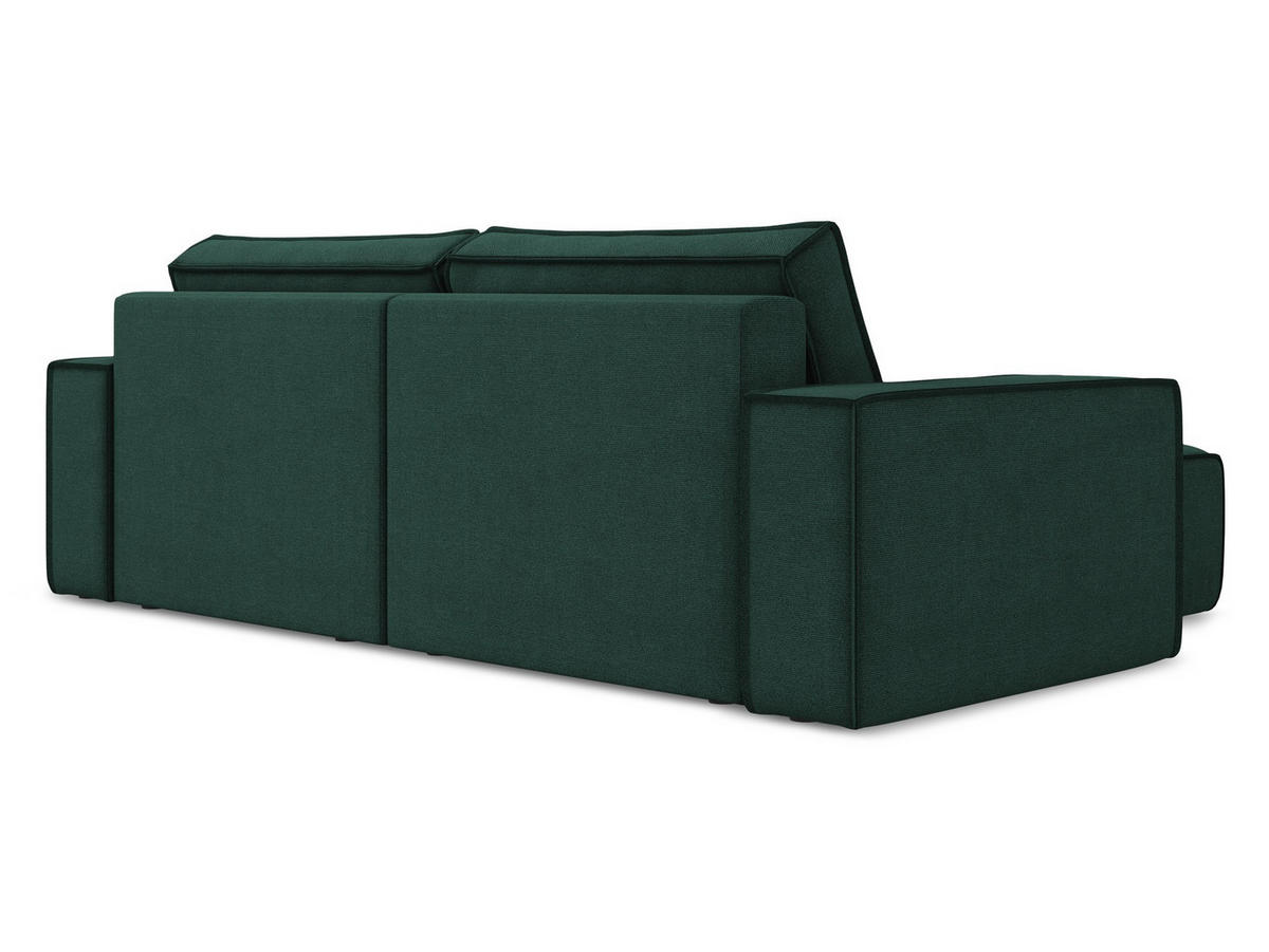 ECKSOFA mit Schlaffunktion Strukturstoff Stoff Grün - Dunkelgrün/Schwarz, Kunststoff/Textil (148/257cm) - Makamii