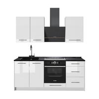 ENKELKÖK Fame-Line, Vit högblank/Vit, 190 cm, AP Antracit - Vit/Vit högglans, Träbaserade material (190/82/60cm) - Vicco