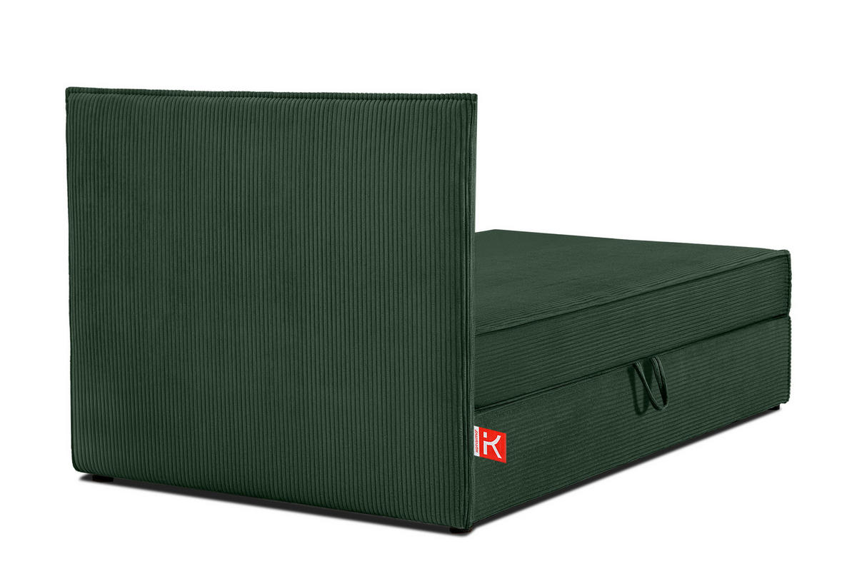 BOXSPRINGBETT ROTI Einzelbett, dunkelgrün - Dunkelgrün/Schwarz, Holz/Holzwerkstoff (90/200cm) - KONSIMO®