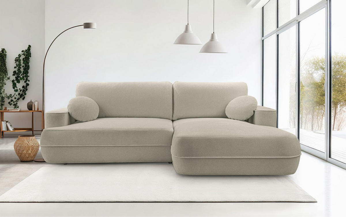 ECKSOFA Fuerro Hellbraun Strukturstoff - Hellbraun/Schwarz, Kunststoff/Textil (168/260cm) - Selsey