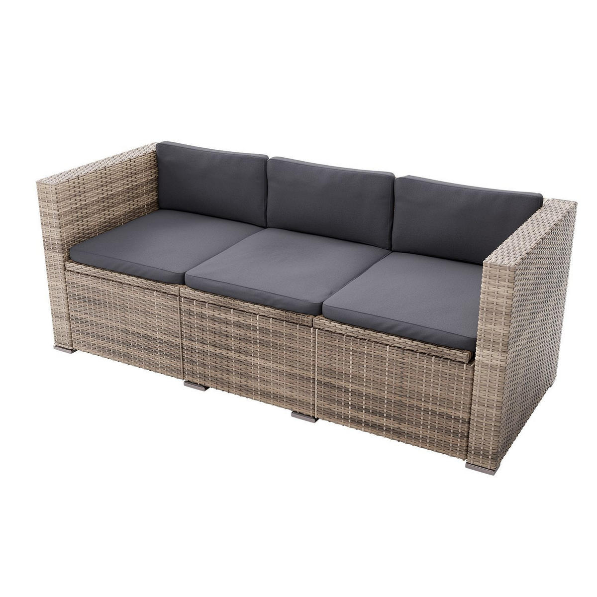 LOUNGEGARNITUR Punta Cana inkl. Abdeckung 4-tlg. - Hellbraun/Grau, Kunststoff - Juskys