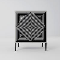 SIDEBOARD POLYGON ILLUSION, Grau, 57,5x42x72,5 cm, Schwarze Metallfüße - Multicolor/Schwarz, Holzwerkstoff/Metall (57.5/72.5/42cm) - SpaceRebels